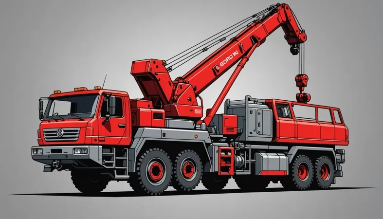 Welding Zinc Plated Steel A red truck equipped with a crane, illustrating tools used for welding zinc plated steel.