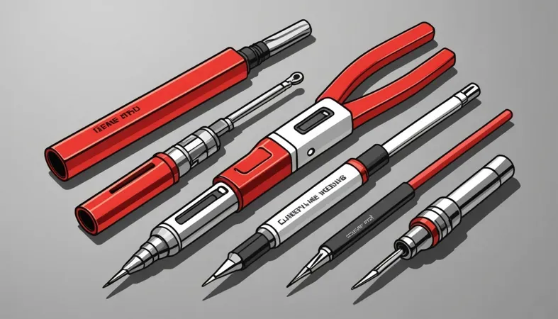 A collection of essential tools for wire welding including a welding gun, pliers, and nozzles, showcasing their uses in wire welding processes.