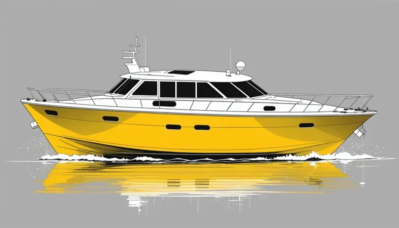 A stylish yellow boat on water, showcasing the potential repair areas for JB Water Weld application.