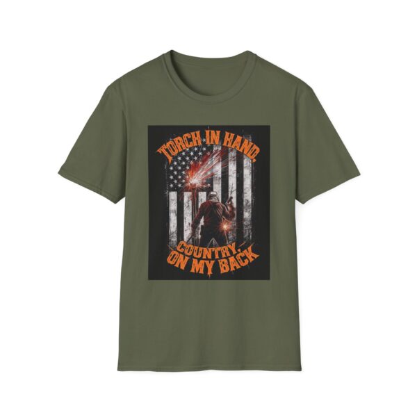 TORCH IN HAND. COUNTRY ON MY BACK Welding T-Shirt, Welding T-shirt, Welder Graphic Tee, Funny Welding Shirt, Gift for Welders, Cool Work Shirt, Industrial Tee, Skilled Trades T-shirt - Image 5