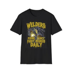 WELDERS: FIXING FANCY DEGREES DAILY Welding T-Shirt, Funny Welder T-shirt, Welding Graphic Tee, Welder Life Shirt, Welders Gift T-shirt, Cool Welding Apparel, Mechanic Work Shirt, Welding Humor Tee