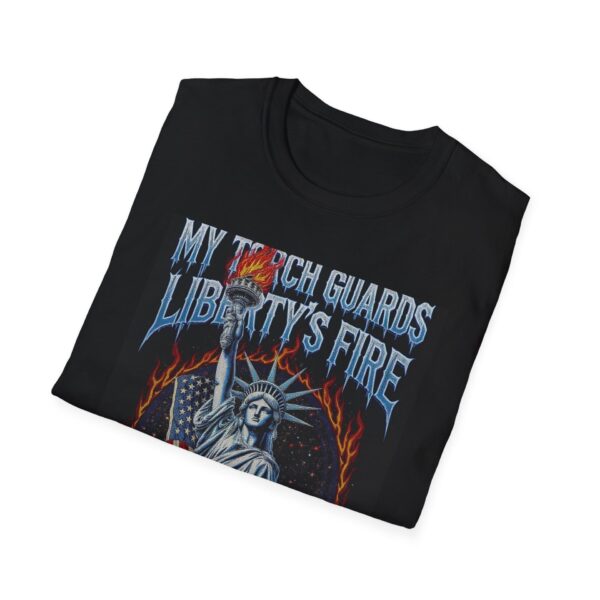 MY TORCH GUARDS LIBERTY’S FIRE Welding T-Shirt, Funny Welding T-shirt, Cool Welder Shirt, Welding Gift Tee, Welding Humor Shirt, Welder Graphic T-shirt, Heavy Duty Work Shirt, Welding Dad Tee - Image 4