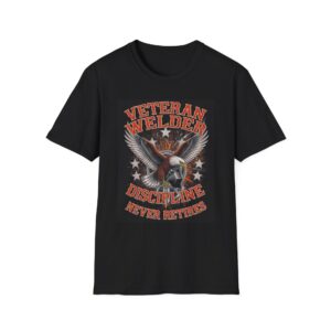 VETERAN WELDER—DISCIPLINE NEVER RETIRES. Welding T-Shirt, Funny Welder T-shirt, Cool Welding Shirt, Welding Gift Tee, Veteran Welder Shirt, Welding Humor T-shirt, Welder Apparel, Work T-shirt