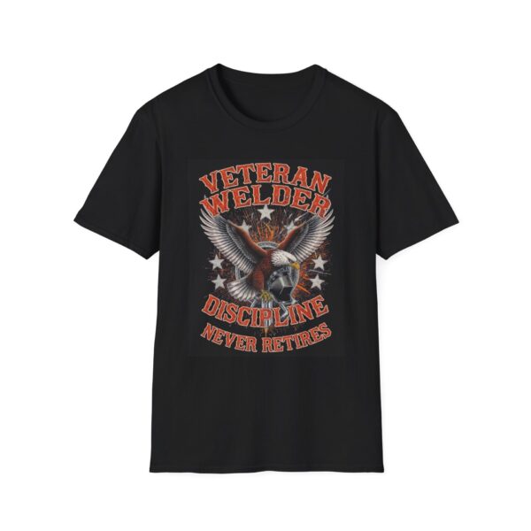 VETERAN WELDER—DISCIPLINE NEVER RETIRES. Welding T-Shirt, Funny Welder T-shirt, Cool Welding Shirt, Welding Gift Tee, Veteran Welder Shirt, Welding Humor T-shirt, Welder Apparel, Work T-shirt