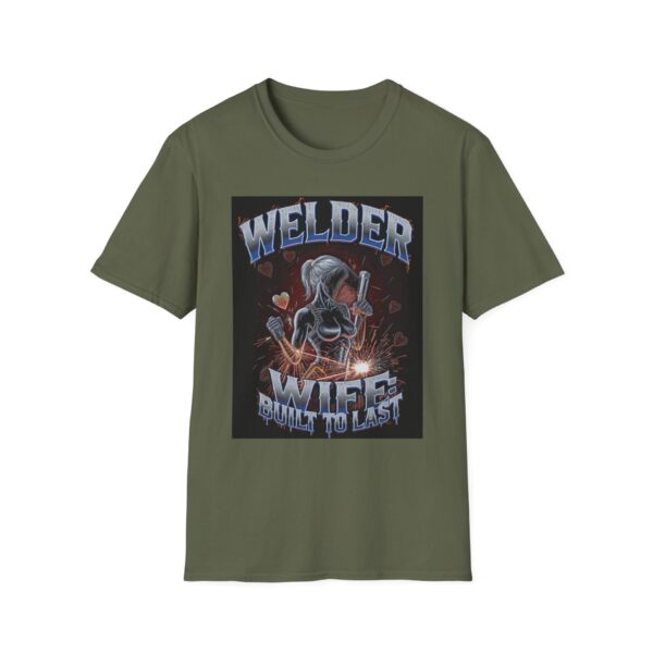 WELDER WIFE: BUILT TO LAST Welding T-Shirt, Funny Welder T-shirt, Cool Welder Shirt, Welding Themed Tee, Gift For Welder Wife, Mechanic Apparel, Work Shirt for Welders, Durable Welding T-shirt - Image 5