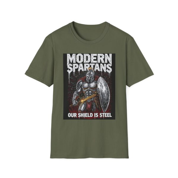 MODERN SPARTANS: OUR SHIELD IS STEEL Welding T-Shirt, Welding T-shirt, Cool Welding Shirt, Funny Welder Tee, Gift for Welders, Spartan Design T-shirt, Men's Welding Apparel, Tough Guy Work Shirt - Image 5