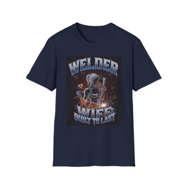 WELDER WIFE: BUILT TO LAST Welding T-Shirt, Funny Welder T-shirt, Cool Welder Shirt, Welding Themed Tee, Gift For Welder Wife, Mechanic Apparel, Work Shirt for Welders, Durable Welding T-shirt - Image 9