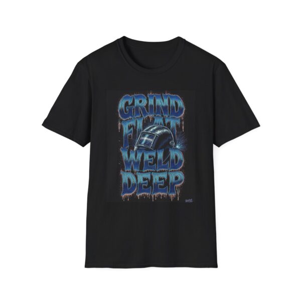GRIND FLAT. WELD DEEP. Welding T-Shirt, Funny Welder T-shirt, Cool Welder Shirt, Welding Gift T-shirt, Mechanic T-shirt, Welding Job Shirt, Welding Lover Tee, Custom Welder T-shirt