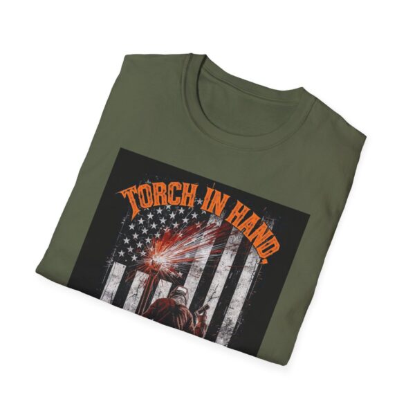 TORCH IN HAND. COUNTRY ON MY BACK Welding T-Shirt, Welding T-shirt, Welder Graphic Tee, Funny Welding Shirt, Gift for Welders, Cool Work Shirt, Industrial Tee, Skilled Trades T-shirt - Image 8