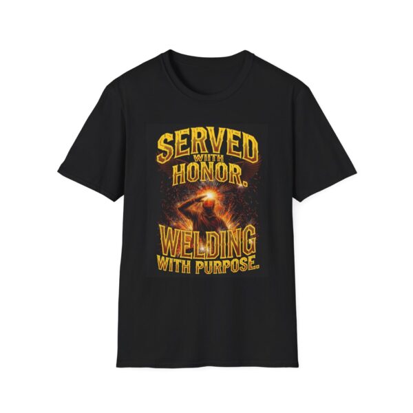 SERVED WITH HONOR. WELDING WITH PURPOSE. Welding T-Shirt, Funny Welding T-shirt, Cool Welder Shirt, Welder Appreciation Gift, Welding Life Shirt, Welders Unite T-shirt, Men’s Welding Tee, Creative Welding Apparel