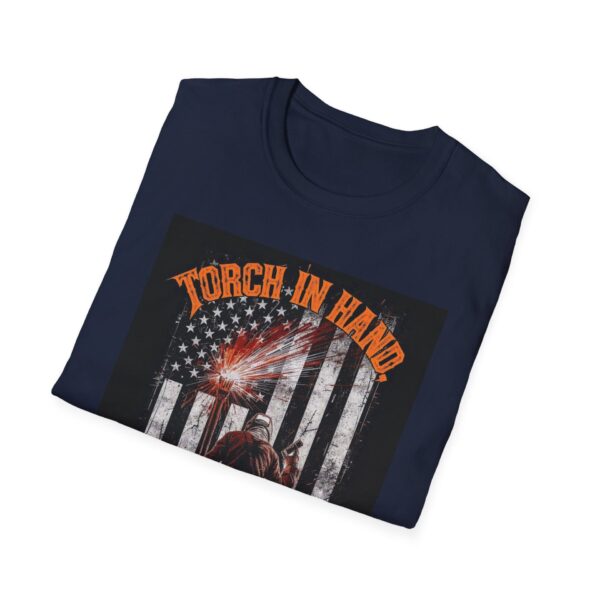TORCH IN HAND. COUNTRY ON MY BACK Welding T-Shirt, Welding T-shirt, Welder Graphic Tee, Funny Welding Shirt, Gift for Welders, Cool Work Shirt, Industrial Tee, Skilled Trades T-shirt - Image 12